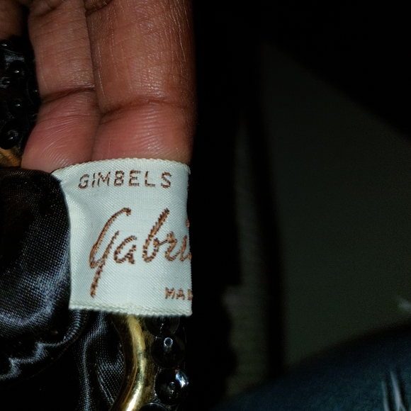 Vintage Gimbels Own Gabrielle Beaded Black Clutch w/ Floral Pattern - Picture 3 of 6